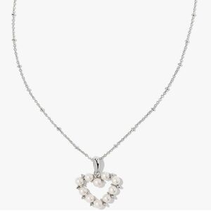 Kendra Scott Ashton Heart Pendant Necklace In White Pearl New